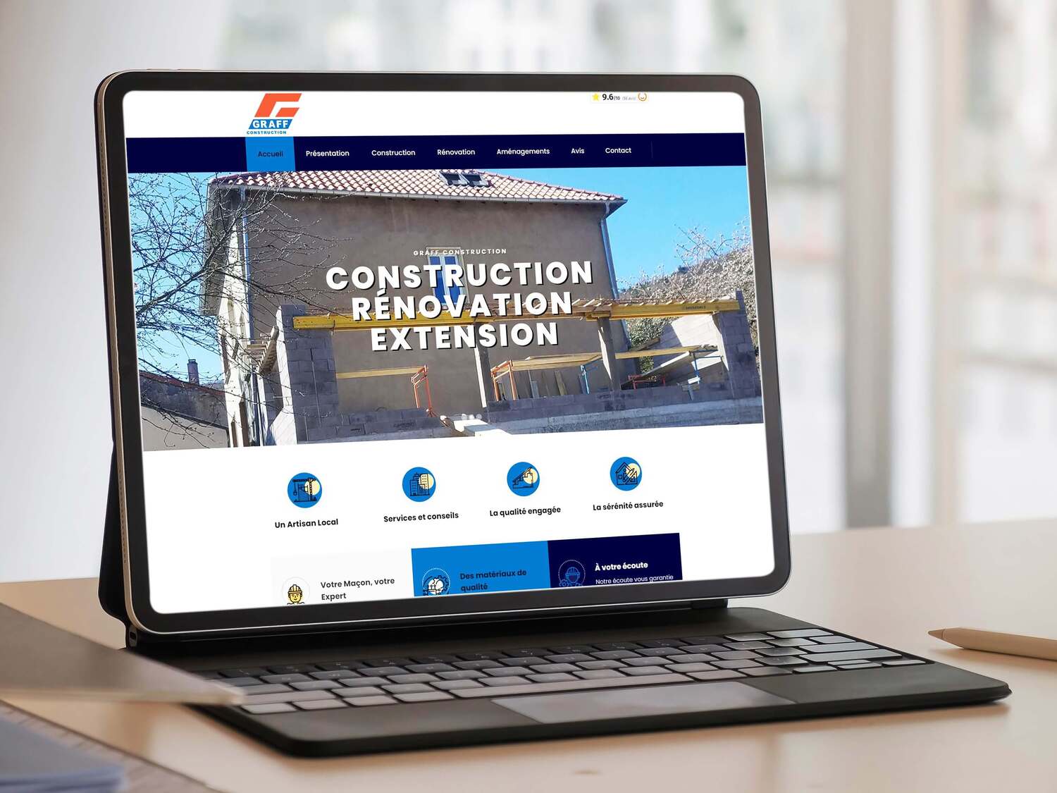 mockup du site web Graff Construction