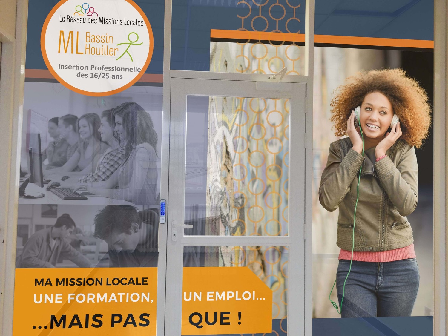 habillage vitrine mission locale du bassin Houiller