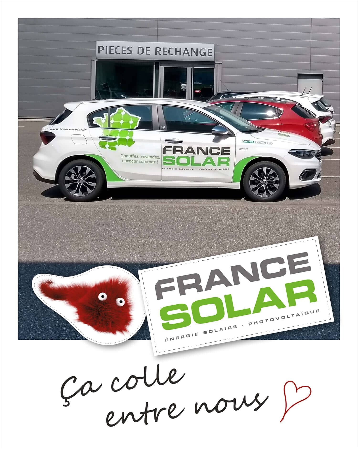 habillage véhicule France Solar avec Arobase Design
